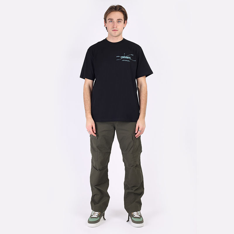 мужская черная футболка Carhartt WIP S/S Blueprint T-Shirt I029979-blk/lgt blue - цена, описание, фото 6